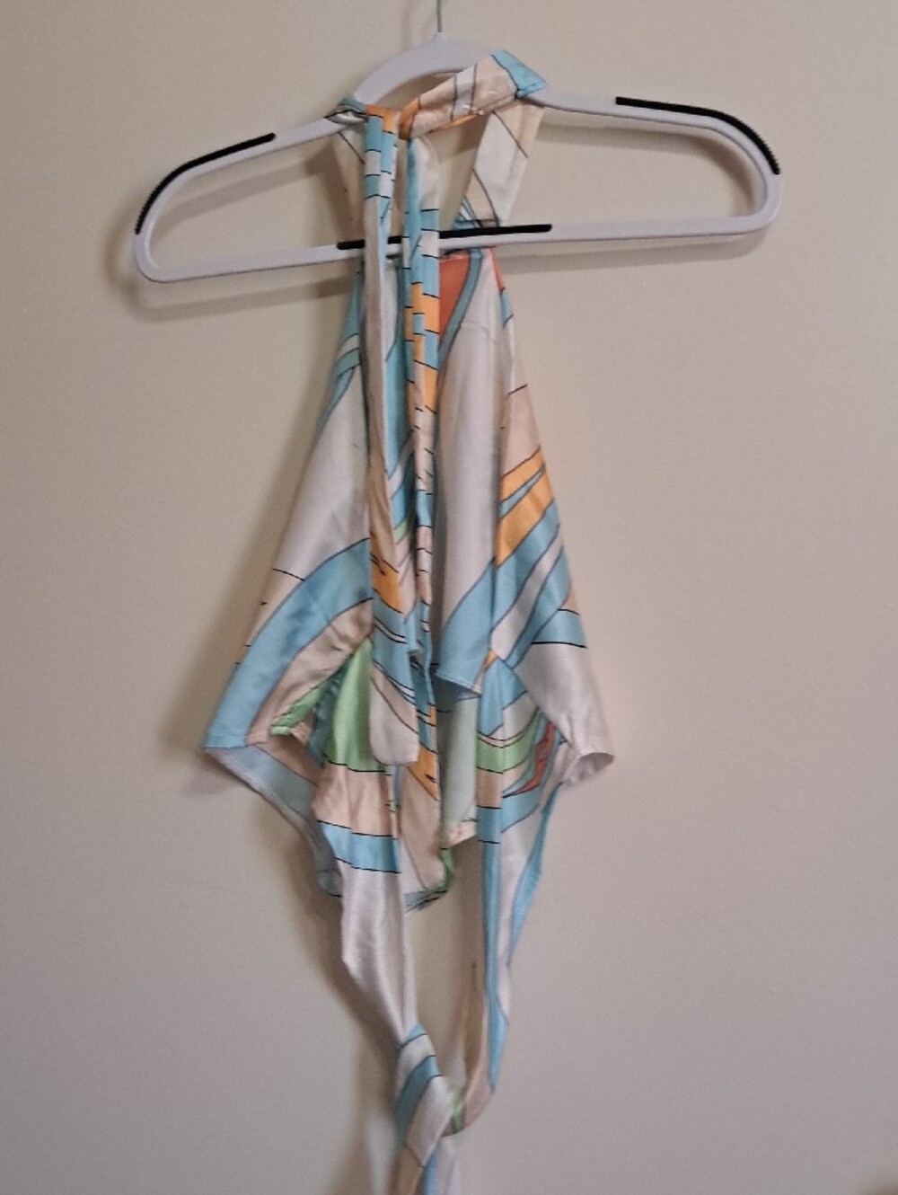 Tie-Back Halter Top & Short SET in Pastel Wave Print - Picture 3 of 6
